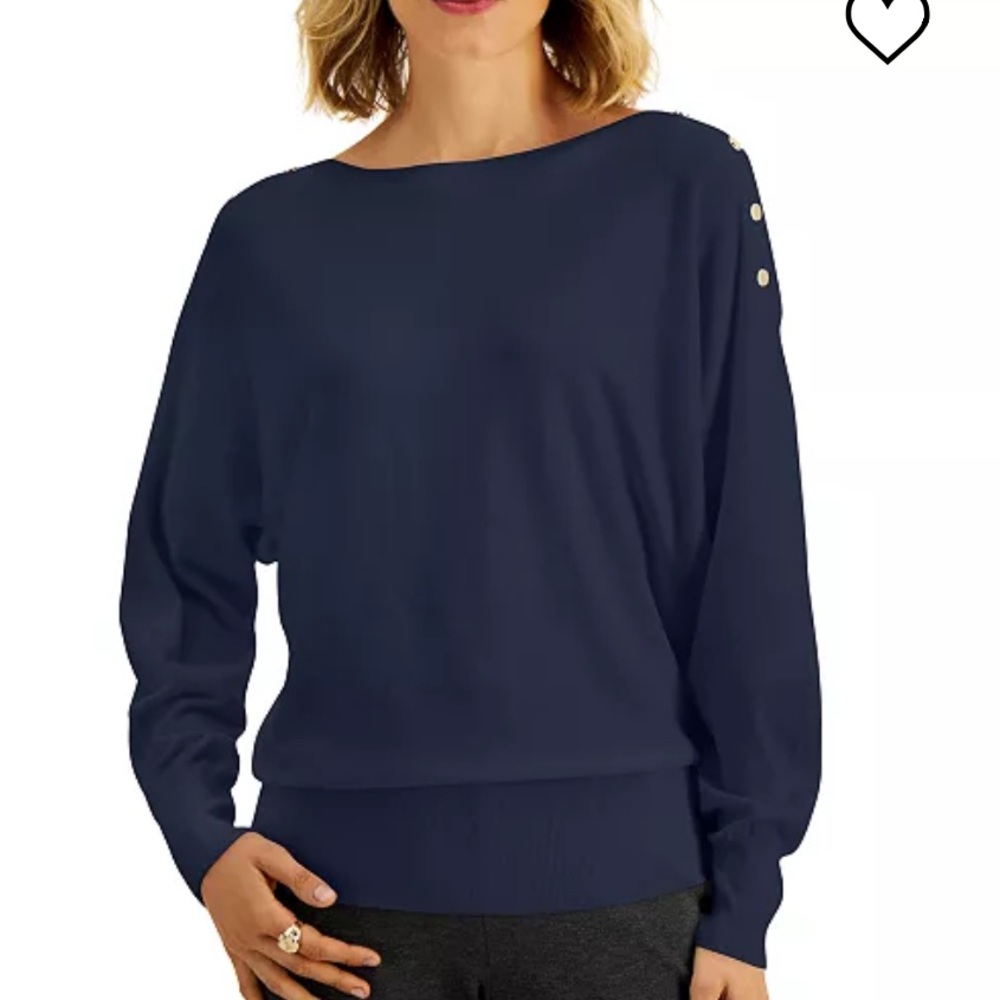 JM Collection Dolman Button-Trim Sweater